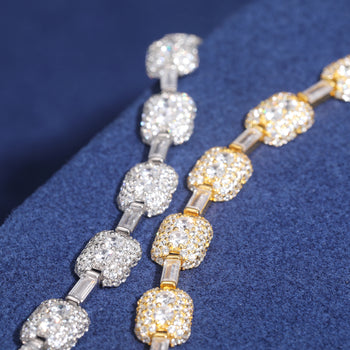 7 mm Baguette-Moissanit-Mikropavé-Tennisarmband aus Sterlingsilber