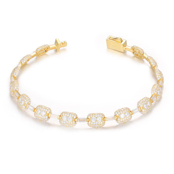 7 mm Baguette-Moissanit-Mikropavé-Tennisarmband aus Sterlingsilber