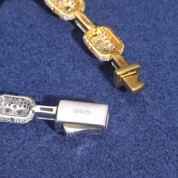 7 mm Baguette-Moissanit-Mikropavé-Tennisarmband aus Sterlingsilber