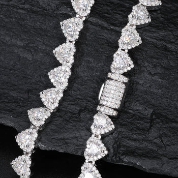 Collier/bracelet tennis en argent sterling avec moissanite taillée en forme de cœur de 7 mm