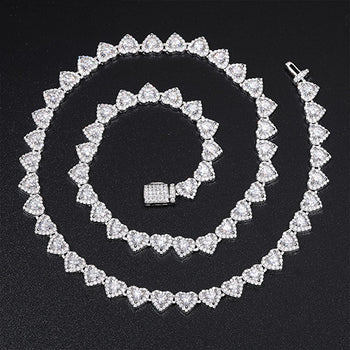 Collier/bracelet tennis en argent sterling avec moissanite taillée en forme de cœur de 7 mm