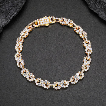 Bracelet chaîne cubaine en argent sterling avec moissanite de 7 mm