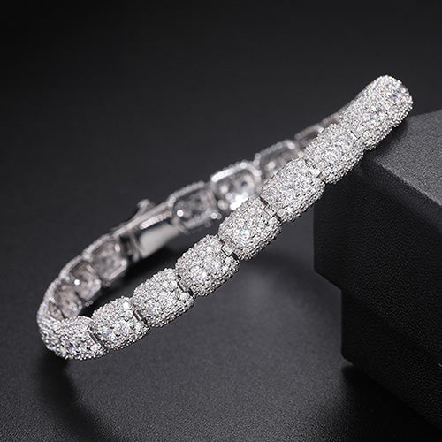 7MM MOISSANITE MICRO PAVED TENNIS CHAIN BRACELET IN STERLING SILVER