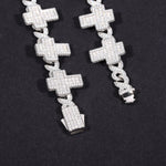 8MM CROSS MOISSANITE LINK CHAIN NECKLACE IN STERLING SILVER