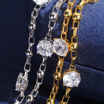 8MM MOISSANITE BEAD LINK CHAIN NECKLACE/BRACELET IN STERLING SILVER