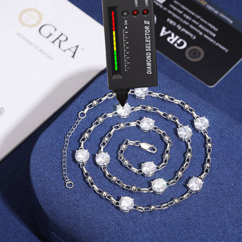 Collier/bracelet en argent sterling avec perles de moissanite de 8 mm