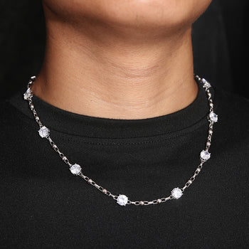 Collier/bracelet en argent sterling avec perles de moissanite de 8 mm