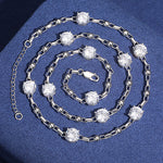 8MM MOISSANITE BEAD LINK CHAIN NECKLACE/BRACELET IN STERLING SILVER