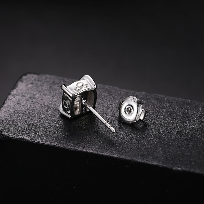 5MM MOISSANITE ENCASED SQUARE STUD EARRINGS IN STERLING SILVER