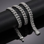 8MM MOISSANITE MIAMI CUBAN LINK CHAIN NECKLACE/BRACELET IN STERLING SILVER