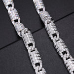 8MM MOISSANITE RAPPER LINK CHAIN NECKLACE IN STERLING SILVER