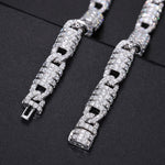 8MM MOISSANITE RAPPER LINK CHAIN NECKLACE IN STERLING SILVER