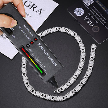 Collier à maillons rapper en moissanite de 8 mm et argent sterling