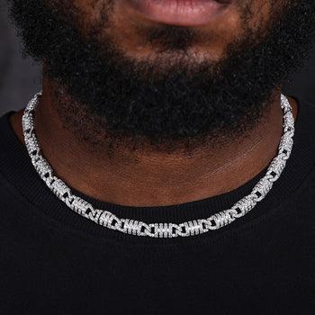 Collier à maillons rapper en moissanite de 8 mm et argent sterling