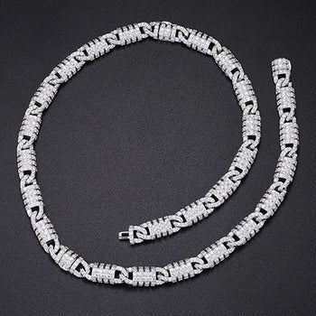 Collier à maillons rapper en moissanite de 8 mm et argent sterling