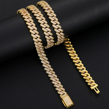 9 mm Moissanit Miami Cuban Link Kette/Armband aus Sterlingsilber
