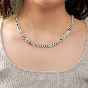 9 mm Moissanit Miami Cuban Link Kette/Armband aus Sterlingsilber