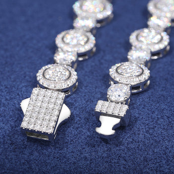 Collier en argent sterling avec perles rondes en moissanite de 9 mm