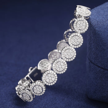 Bracelet en argent sterling serti de moissanite taille ronde de 9 mm