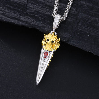 ABYSSAL MOISSANITE DAGGER PENDANT IN STERLING SILVER
