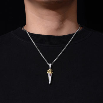 ABYSSAL MOISSANITE DAGGER PENDANT IN STERLING SILVER