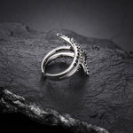 ADJUSTABLE BLACK MOISSANITE ICED OUT RING IN STERLING SILVER