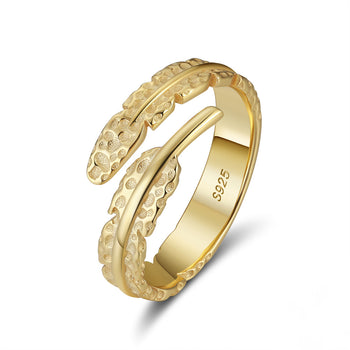 Bague plume ajustable en argent sterling