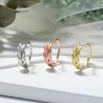 ADJUSTABLE LEAF SHAPE RING IN STERLING SILVER
