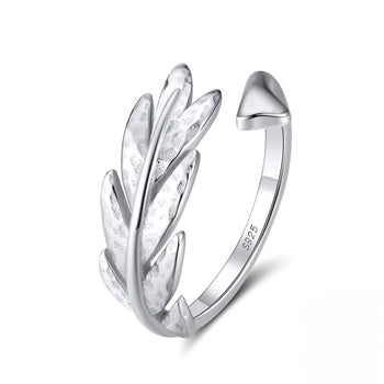 Bague ajustable en forme de feuille en argent sterling
