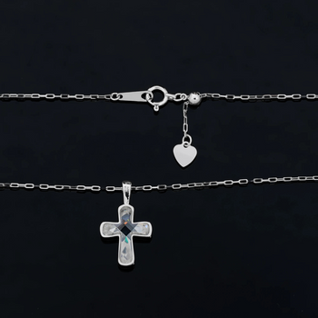 ALL MOISSANITE BEZEL CROSS PENDANT IN STERLING SILVER