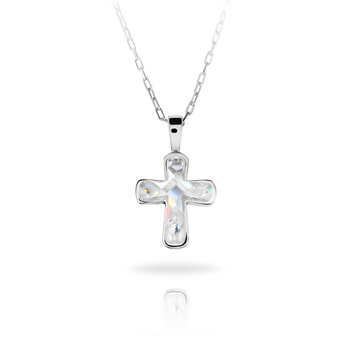 ALL MOISSANITE BEZEL CROSS PENDANT IN STERLING SILVER