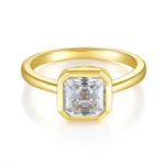ASSCHER BEZEL ENGAGEMENT RING IN STERLING SILVER
