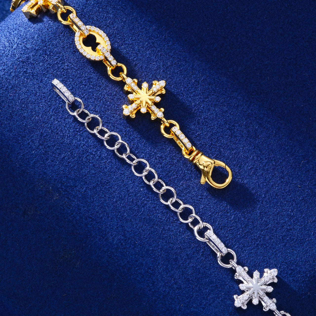 ASTRUM CROSS MOISSANITE BRACELET IN STERLING SILVER