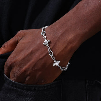 ASTRUM CROSS MOISSANITE BRACELET IN STERLING SILVER