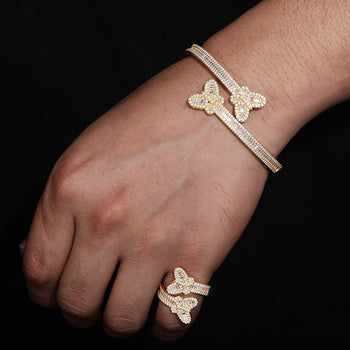 Baguette-Moissanit-Schmetterlingsarmband aus Sterlingsilber