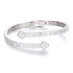 BAGUETTE MOISSANITE CLOVER CUFF BANGLE BRACELET IN STERLING SILVER