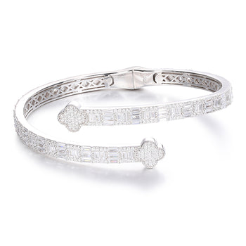 BRACELET MANCHETTE EN ARGENT MASSIF ET MOUSSANET EN BAGUETTE ET MOISSANITE