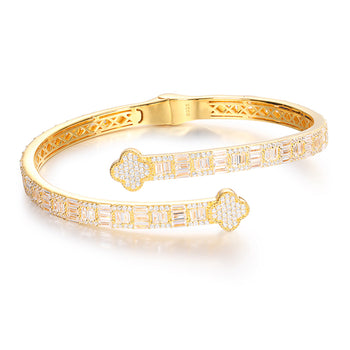 BRACELET MANCHETTE EN ARGENT MASSIF ET MOUSSANET EN BAGUETTE ET MOISSANITE