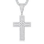 BAGUETTE MOISSANITE DIAMOND CROSS PENDANT IN STERLING SILVER