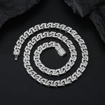 BAGUETTE MOISSANITE DIAMOND ICED OUT LINK CHAIN IN STERLING SILVER