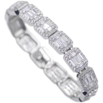 BAGUETTE MOISSANITE DIAMOND SUGAR TENNIS BRACELET IN STERLING SILVER - IVORY & EBONY