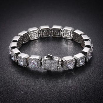 BAGUETTE MOISSANITE DIAMOND SUGAR TENNIS BRACELET IN STERLING SILVER - IVORY & EBONY