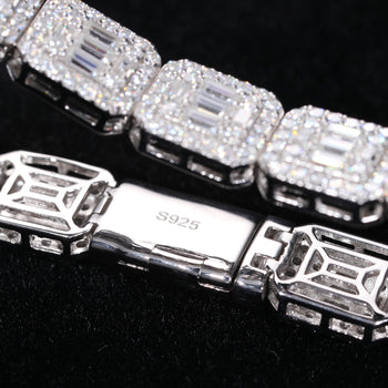 BAGUETTE MOISSANITE DIAMOND SUGAR TENNIS BRACELET IN STERLING SILVER - IVORY & EBONY