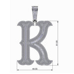 BAGUETTE MOISSANITE DIAMOND LETTER INITIAL PENDANT NECKLACE IN STERLING SILVER