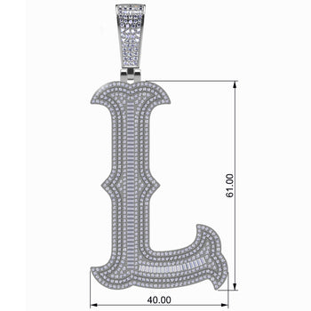 BAGUETTE MOISSANITE DIAMOND LETTER INITIAL PENDANT NECKLACE IN STERLING SILVER