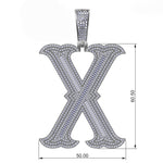 BAGUETTE MOISSANITE DIAMOND LETTER INITIAL PENDANT NECKLACE IN STERLING SILVER