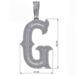 BAGUETTE MOISSANITE DIAMOND LETTER INITIAL PENDANT NECKLACE IN STERLING SILVER