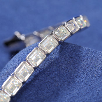 BRACELET DE TENNIS EN ARGENT MASSIF ET DIAMANTS EN BAGUETTE DE MOISSANITE {STYLE 2}