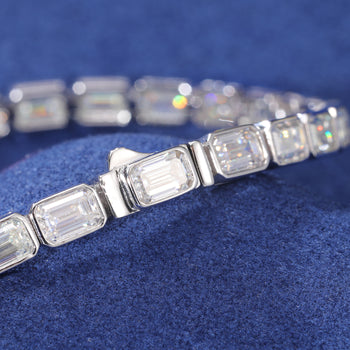 BRACELET DE TENNIS EN ARGENT MASSIF ET DIAMANTS EN BAGUETTE DE MOISSANITE {STYLE 2}