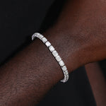 BAGUETTE MOISSANITE DIAMOND TENNIS BRACELET IN STERLING SILVER {STYLE 2}